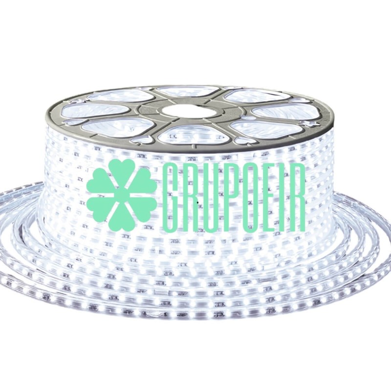 Manguera Led 5050 Blanco Frio Rollo 100 Metros Exterior Smd Plana Enchufe