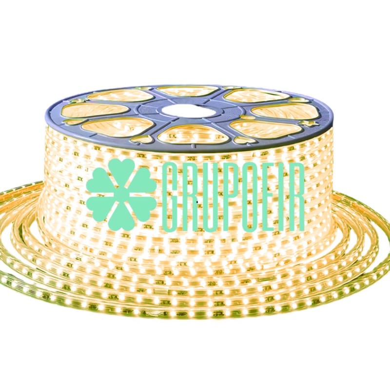Manguera Led 5050 Blanco Calido Rollo 100 Metros Exterior Smd Plana Enchufe