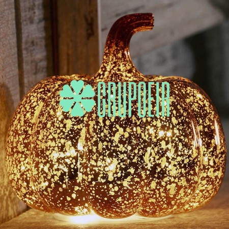 Calabazas Dorado Pilas Luces Halloween Baterias Decoracion Otoño Evento
