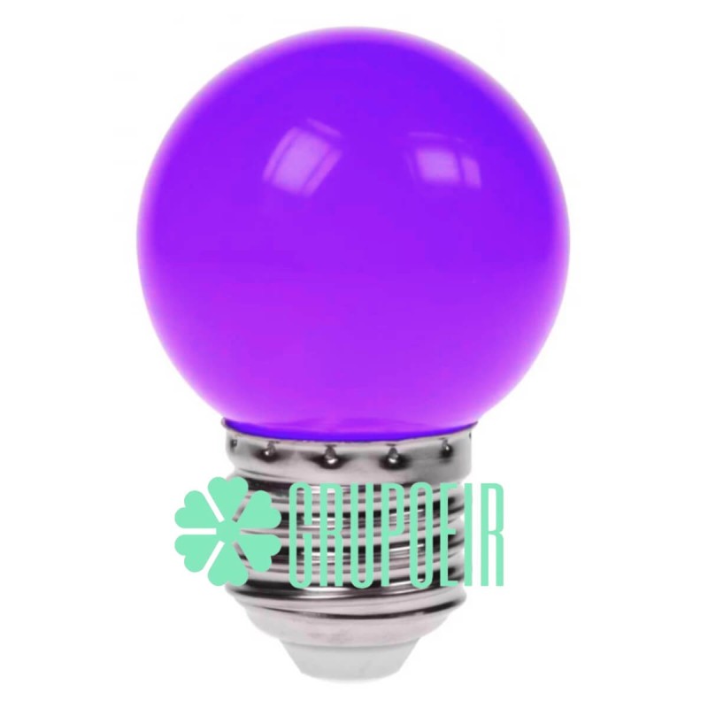 Foco 1W P45 Led Morado G45 Colores Miniglobo Plastico Rosca E26 E27