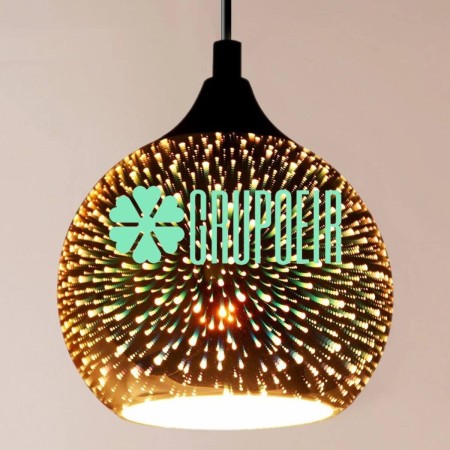 Lampara Cristal Esfera Cobre 3D Colgante Moderna Hotel Restaurante 