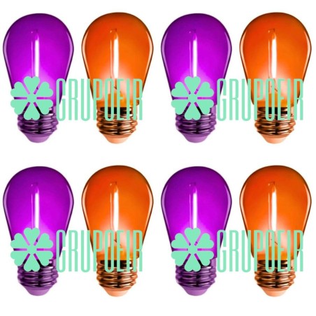 Focos Led Halloween Día De Muertos Naranja Morado E27 S14 1W 60 Piezas