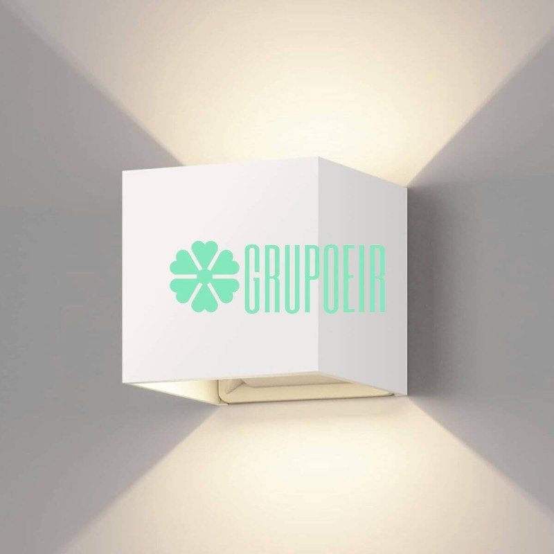 Lampara Cubo Blanco Calido 10W Aplique Moderno Hotel Restaurante Exterior