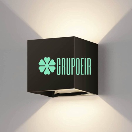 Lampara Cubo Negro Calido 10W Aplique Moderno Hotel Restaurante Exterior