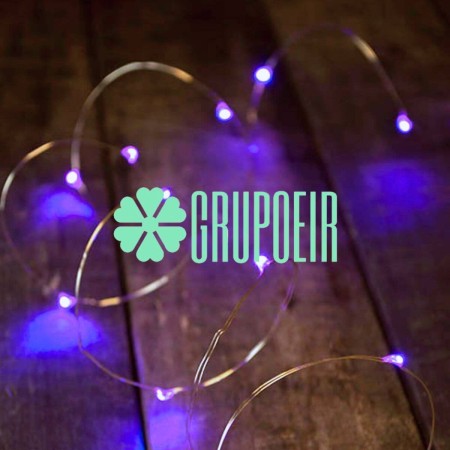 Luces Alambre Cobre Morado Micro Led Enchufe Exterior Halloween 10 Metros