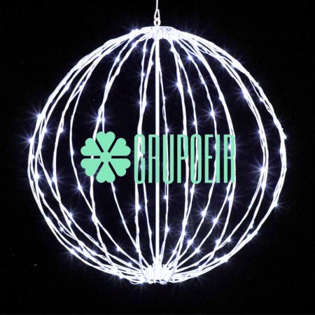 Esfera Luces Led Figura Colgante Decoración Navideña Evento Blanco 30 Cms