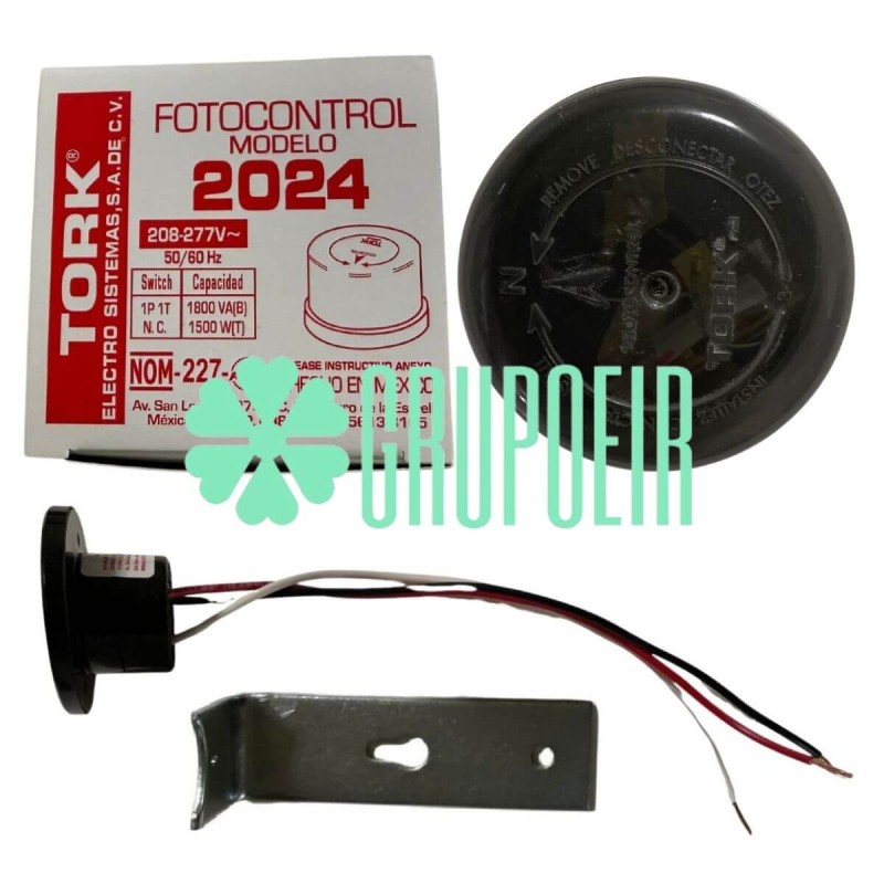 Fotocelda Tork 2024 208V, 220V, 240V, 277V Kit Ménsula Receptáculo Exterior
