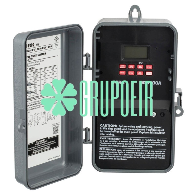 Timer Tork DG100A Digital 365/7 Días 20A 120V 277V 2HP 2P2T 50/60HZ