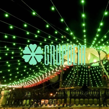 Guirnalda Tricolor 50 Mts Focos Led Miniglobo Plastico Exterior Intemperie