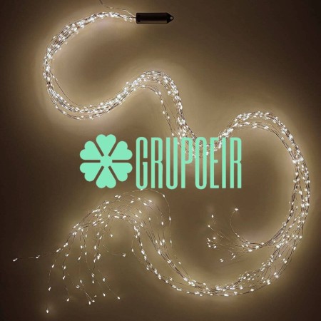 Cascada 1.6 Mts Hadas Calido Racimo Alambre Luces Micro Led Navidad Evento