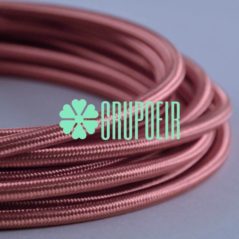 Cable Oro Rosa 100 Mts Textil Fino Electrico Redondo 2x18 5.5mm Vintage Retro