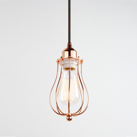 Lampara Vintage Industrial Colgante Jaula Round Cage Edison Copper