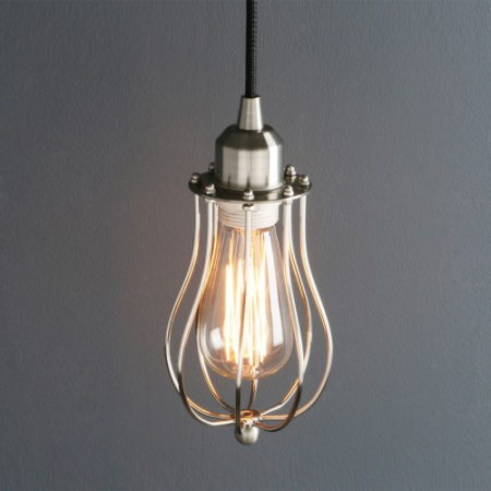Lampara Vintage Industrial Colgante Jaula Round Cage Edison Silver