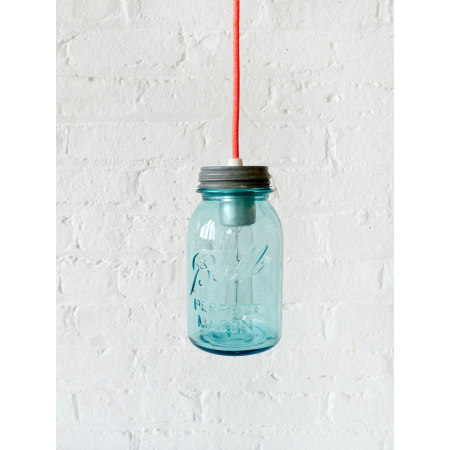 Lampara Vintage Industrial Mason Jar Edison Cristal Retro Azul