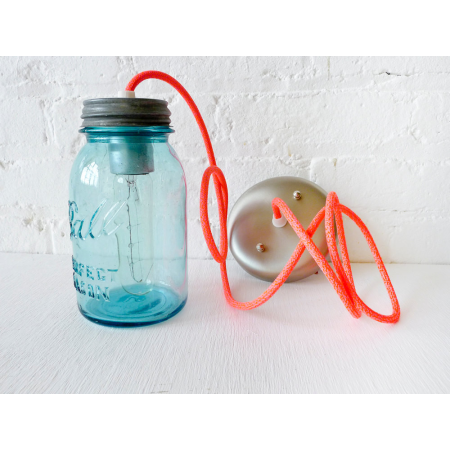 Lampara Vintage Industrial Mason Jar Edison Cristal Retro Azul