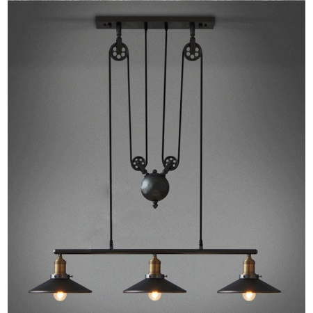 Candelabro 3 Lamparas Shade Pulley Classic Vintage Black