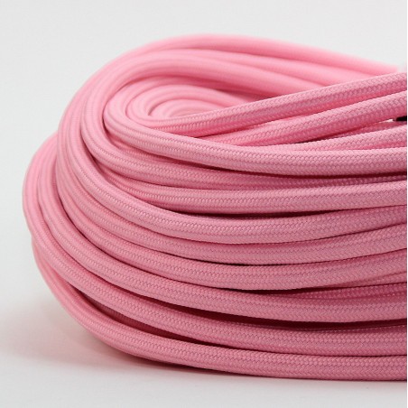 Cable Rosa Claro Textil Grueso Forrado Tejido Electrico 300V 2x18 7mm