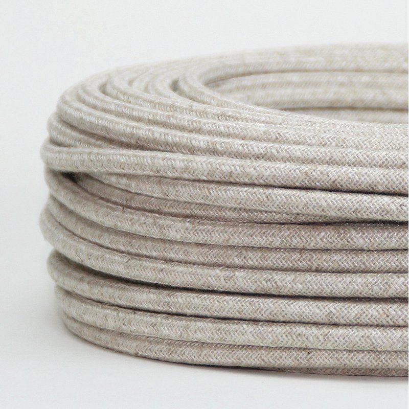 Cable Textil Tejido Rustico Beige Natural Lamparas Mimbre Rattan Bambu