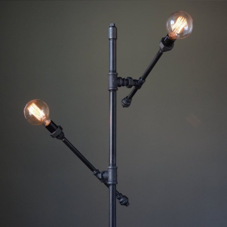 Lampara Vintage Industrial Piso Loft 2 Focos Edison Atom
