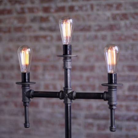 Lampara Vintage Industrial Piso Loft 3 Focos Edison Aged