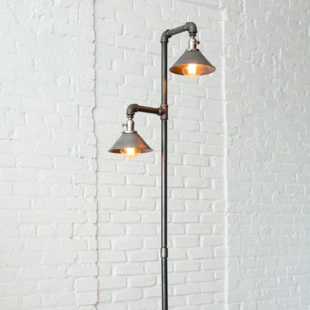 Lámpara Vintage Industrial Piso Loft 2 Focos Edison Shades 