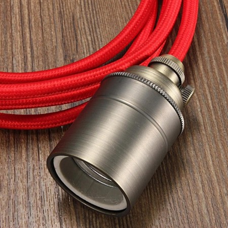 Cable Rojo Textil Grueso Forrado Tejido Redondo Lamparas 300V 2x18 7mm