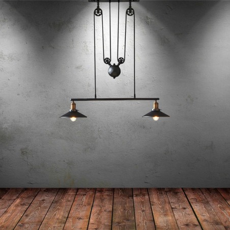 Candelabro Retro 2 Lamparas Vintage Industrial Shade Pulley Classic Reflection