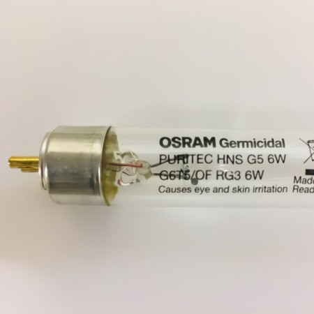 Tubo Germicida Ultravioleta Desinfección HNS 6W G5 G6T5 Osram Puritec