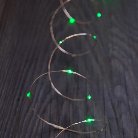 Luces Alambre Cobre Verde Micro Led Enchufe Exterior Fiestas Patrias 10 Mts