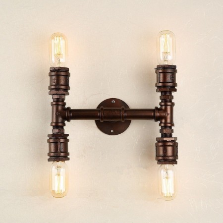 Lampara Vintage Industrial Pipe Sconce 4 Focos Edison