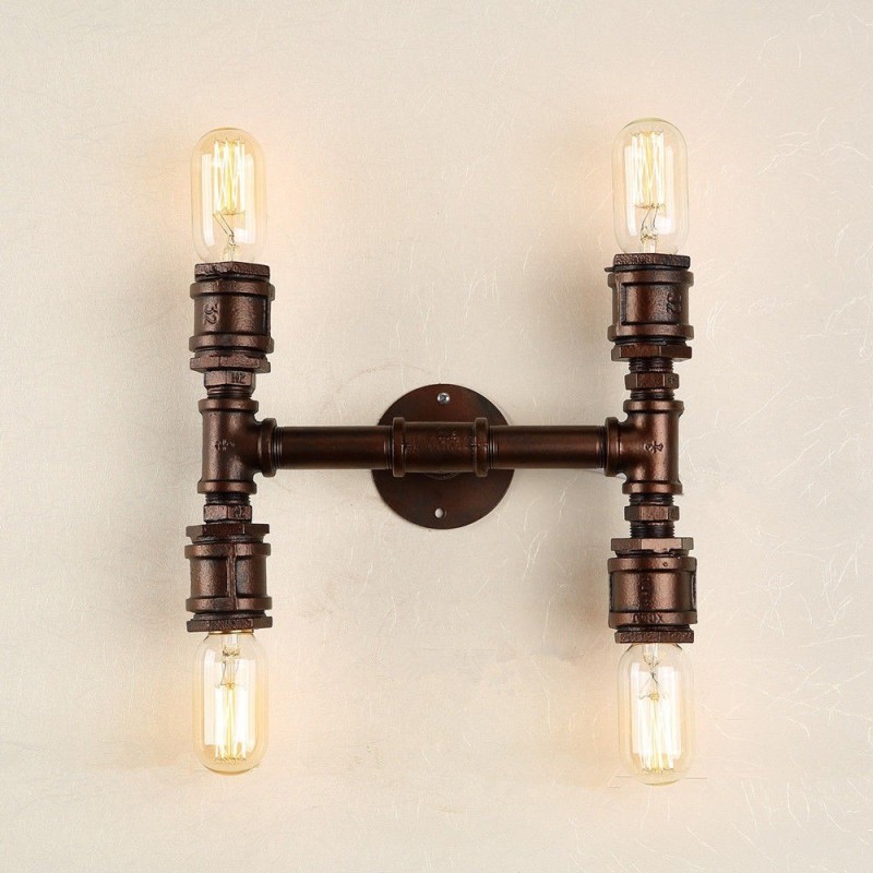 Lampara Vintage Industrial Pipe Sconce 4 Focos Edison