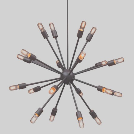 Candelabro Lampara Vintage Industrial Sputnik 18 Focos Edison Negro