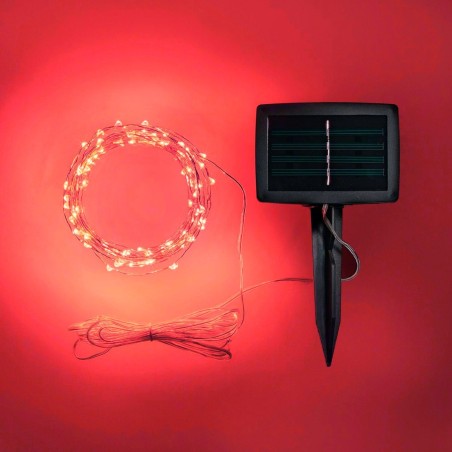 Luces de Hadas Solares Exterior Rojo Jardín Evento Navideñas 10 Mts