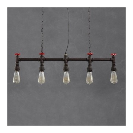 Candelabro Tuberia Lampara Vintage Industrial Llaves Rojas 5 Focos Edison