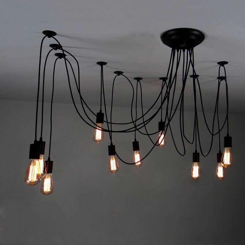 Candelabro Lampara Vintage Araña Industrial 10 Focos Edison