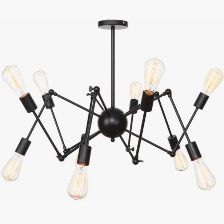 Candelabro Araña 10 Focos Edison Vintage Industrial Negro Sala Comedor
