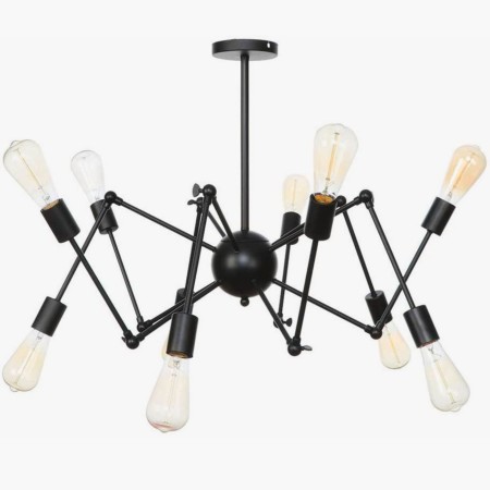 Candelabro Araña 10 Focos Edison Vintage Industrial Negro Sala Comedor