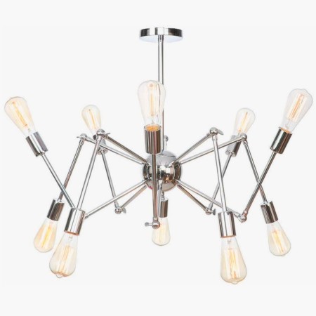 Candelabro Araña 10 Focos Edison Vintage Plata Techo Sala Comedor Retro