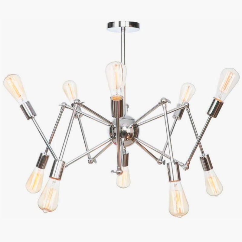 Candelabro Araña 10 Focos Edison Vintage Plata Techo Sala Comedor Retro