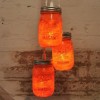 Candelabro Lampara Vintage Industrial Cluster 3 Mason Jars Naranja
