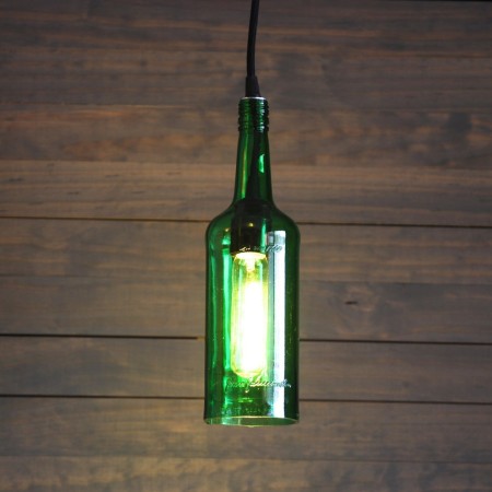 Lámpara Colgante Botella Esmeralda Vino Whisky Cerveza Tequila Mezcal