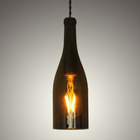 Lámpara Colgante Botella Vino Verde Cristal Vidrio Bar Barra Decorativa