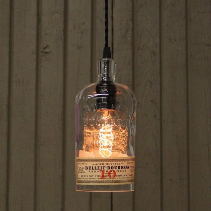 Lámpara Botella Whiskey Bulleit Bourbon Iluminación Decoración Estilo