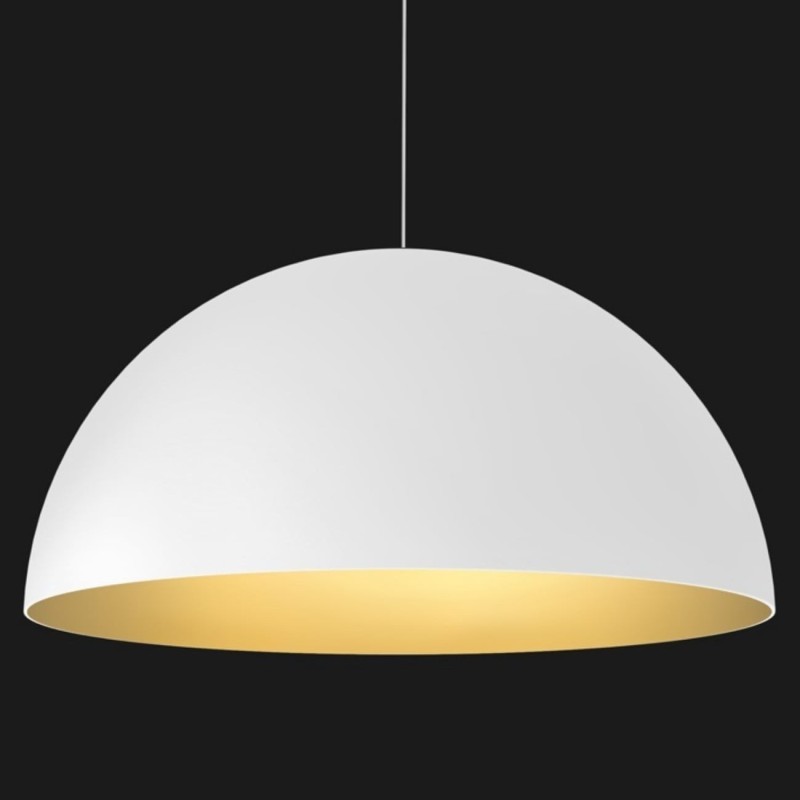 Lámpara Colgante Techo Domo 50 Cms Blanco Dorado Vintage Industrial