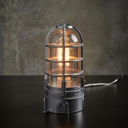 Lámpara Bunker Mesa Escritorio Buró Plata Decorativa Edison Rustica