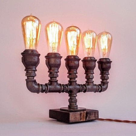 Lámpara Vintage Industrial Buro Escritorio 5 Focos Edison 