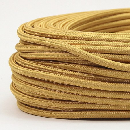 Cable Dorado Textil Grueso Forrado Tejido Electrico Vintage 300V 2x18 7mm