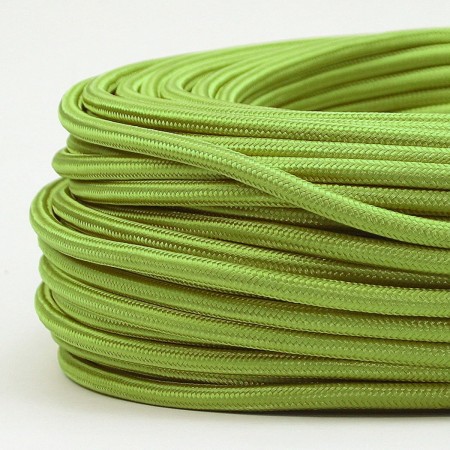 Cable Verde Olivo Textil Grueso Forrado Tejido Redondo 300V 2x18 7mm