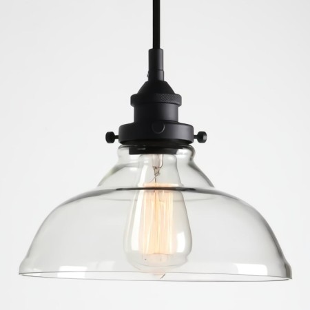Lámpara Vintage Industrial Colgante Cristal Antique Transparente Negro