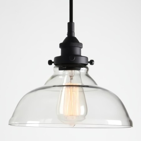 Lámpara Vintage Industrial Colgante Cristal Antique Transparente Negro